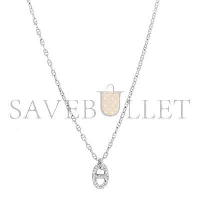 HERMÈS 18K WHITE GOLD DIAMOND NEW FARANDOLE PENDANT NECKLACE 